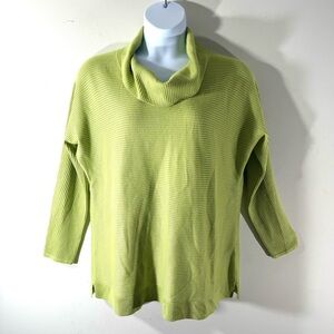 Chico’s Green Ribbed Cowl Neck Tunic Sweater